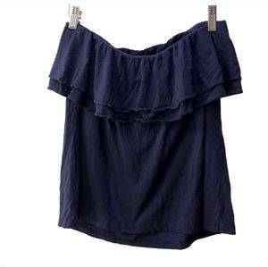 Lilly Pulitzer Navy Strapless Blouse Size Large